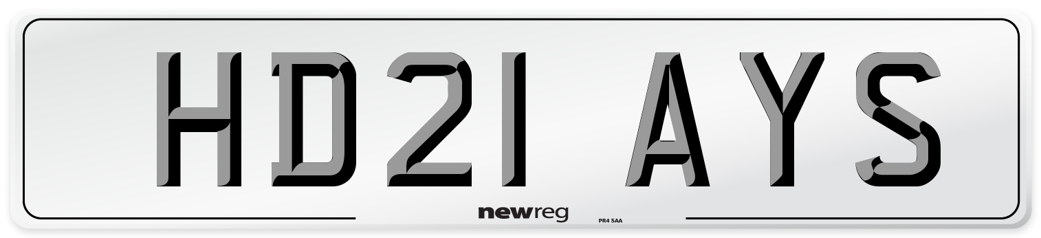 HD21 AYS Number Plate from New Reg
